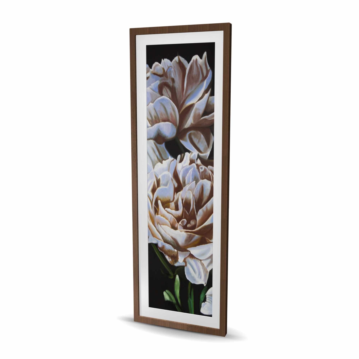 C1FM2060ZKGY8X 20 x 60 in. Peonies - Romantic Black Framed Matted Print for Home Decor