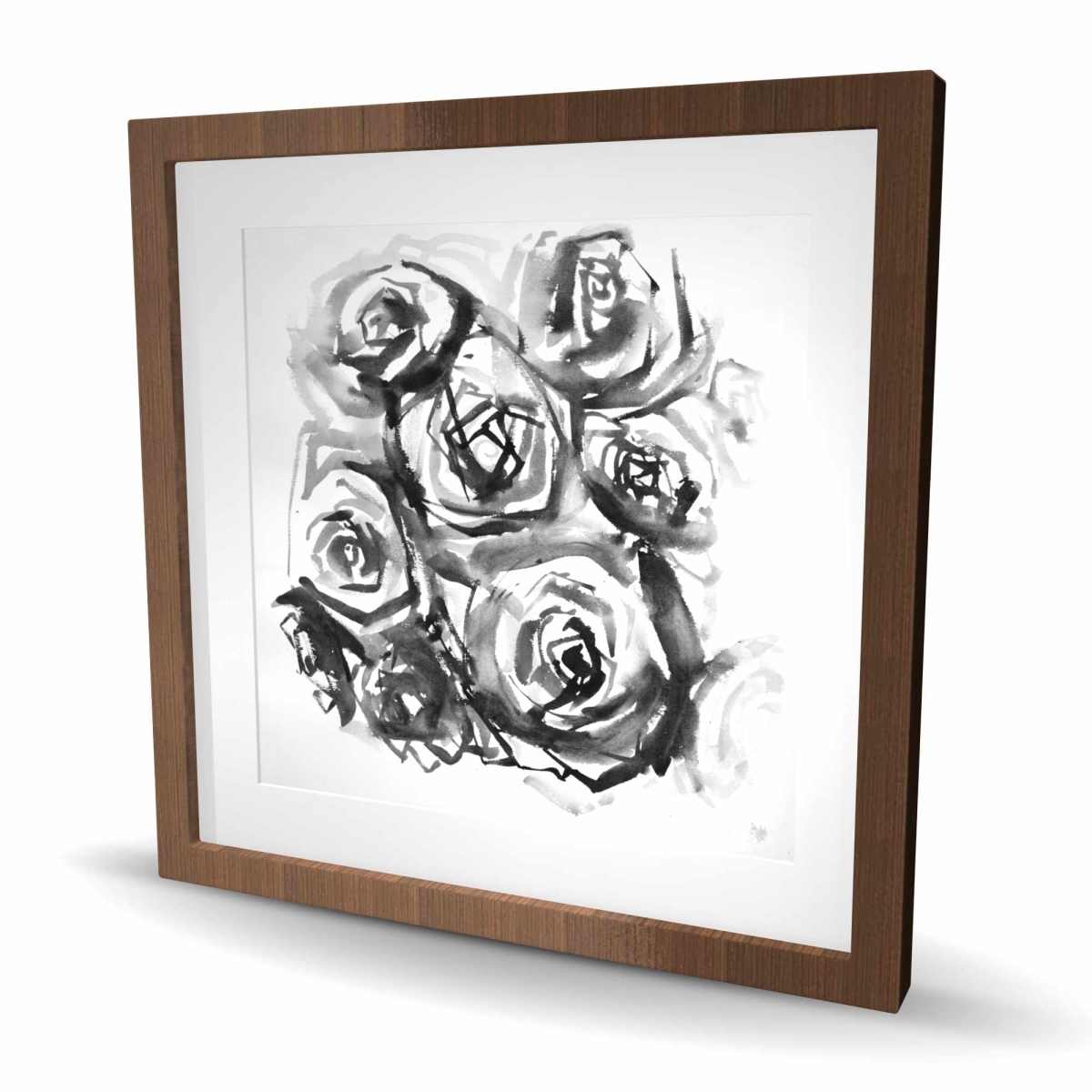 C1FM242418SOP1 24 x 24 in. Monochrome Abstract Roses - Black & White Floral Print Decor