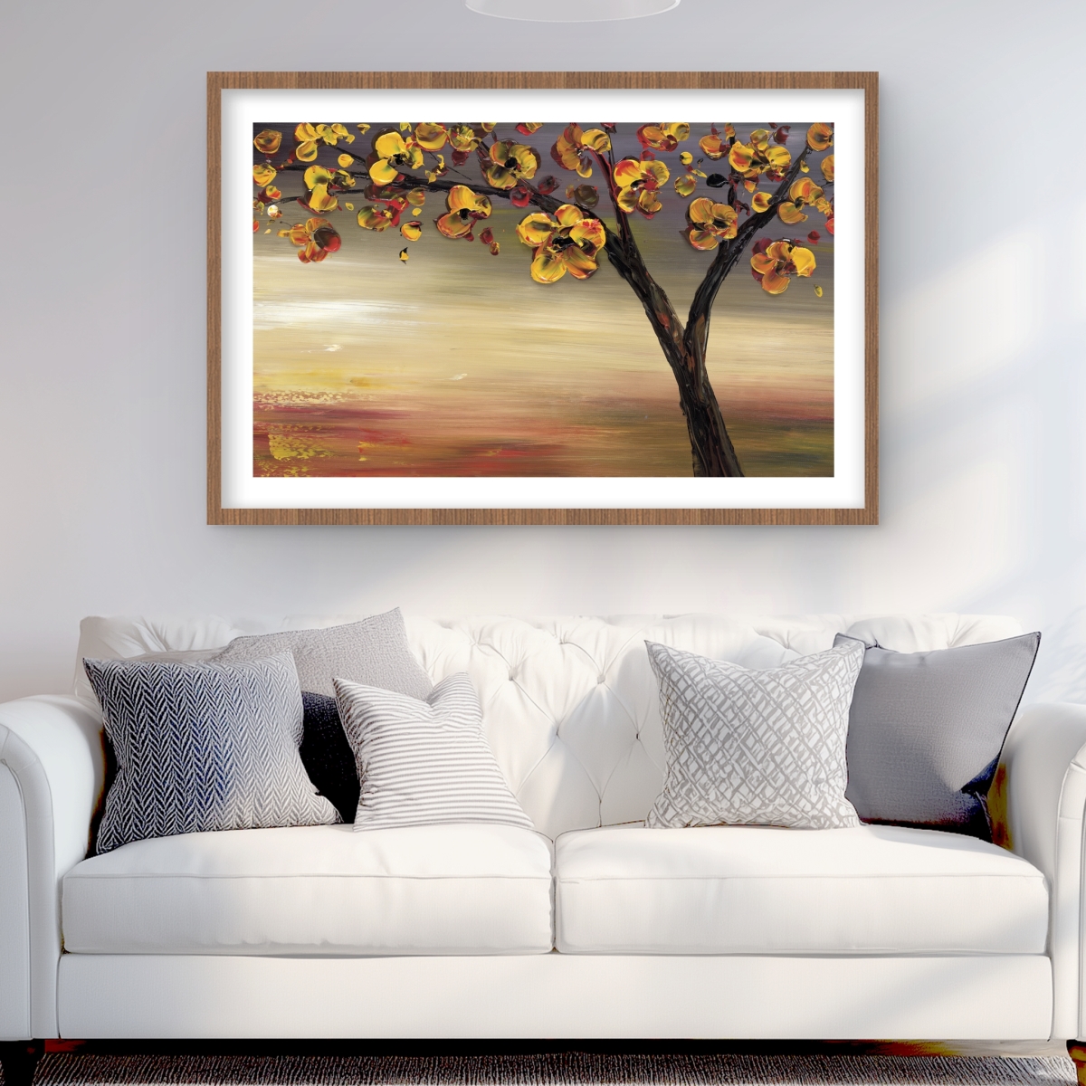 C1FM243657JMSC 24 x 36 in. Fall Tree - Contemporary Framed Matted Print for Home Decor