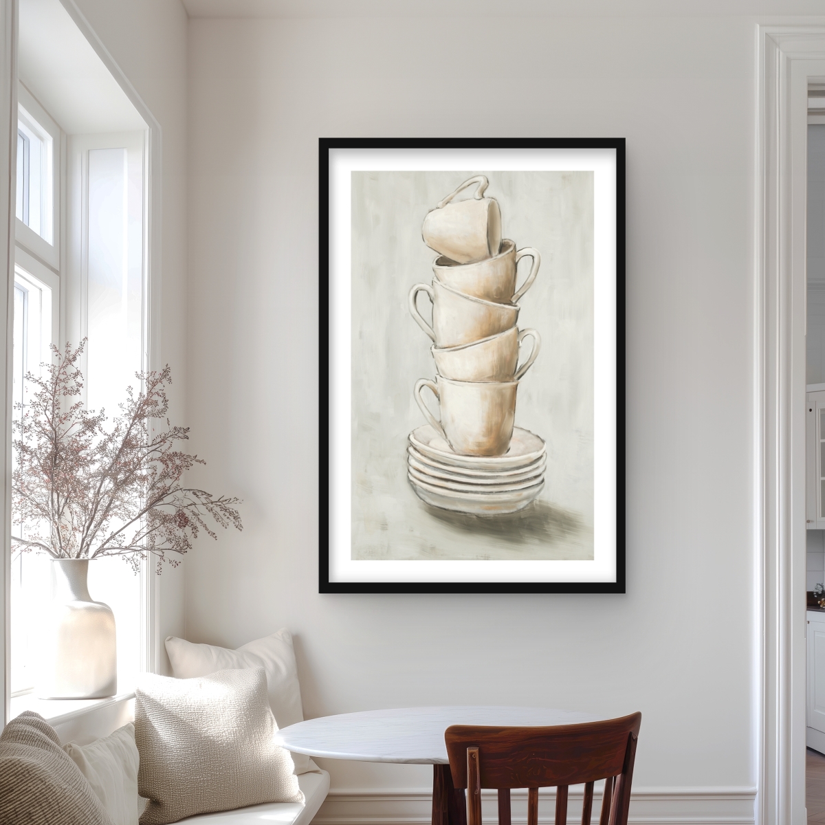 C1FM24367XJRG7 24 x 36 in. Stacked Cups - Object Gastronomy Framed Matted Print - Decor