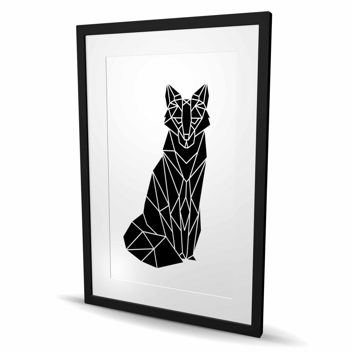 C1FM24368ERB5R 24 x 36 in. Geometric Fox Print - Black & White Framed Home Decor