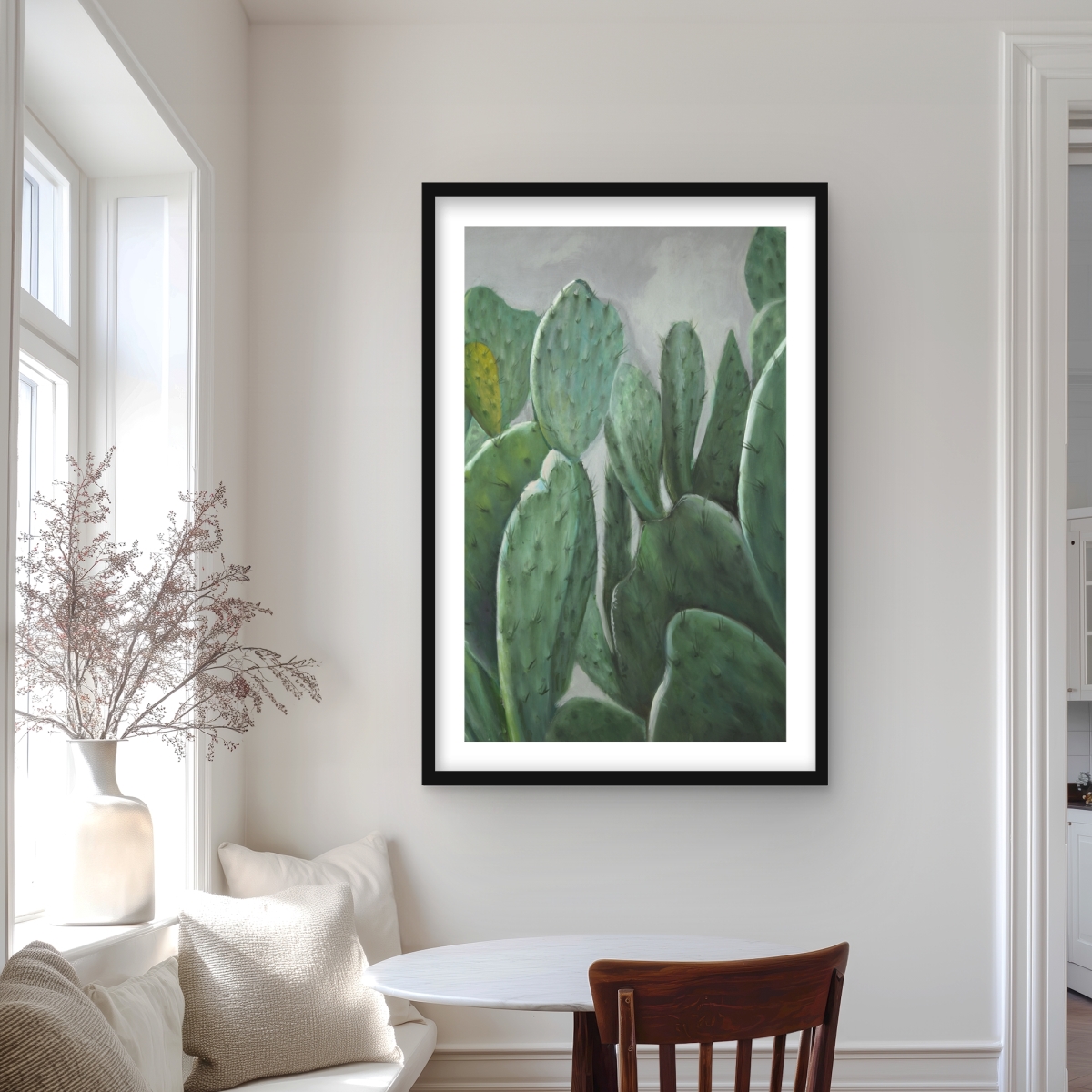 C1FM24369M0VMF 24 x 36 in. Paddle Cactus - Hyperrealist Framed Matted Print for Decor