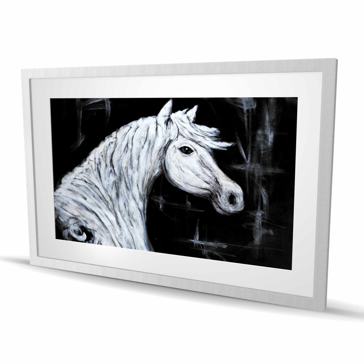 C1FM2436A7AKPH 24 x 36 in. Horse Profile View - White Animals Framed Matted Print Decor