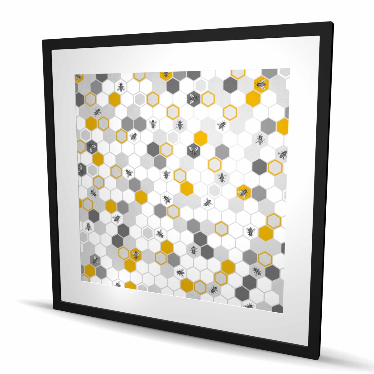 C1FM36361T6BG5 36 x 36 in. Beehive Pattern Framed Matted Print - Living Room Decor