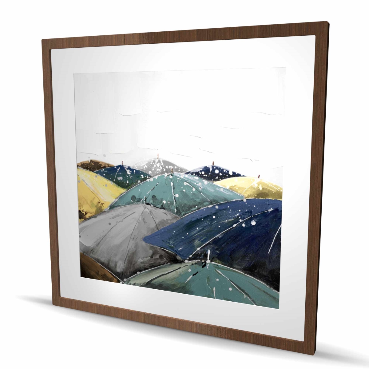 C1FM3636247DGH 36 x 36 in. Umbrellas - Blue Framed Matted Print for Home Decor