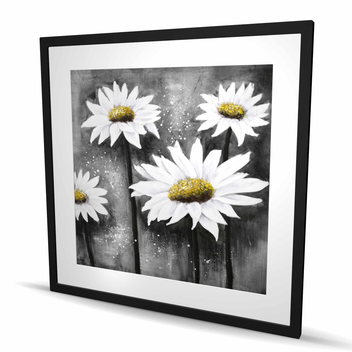 C1FM36362CH4N9 36 x 36 in. Daisies At Sun - Rustic Yellow Framed Matted Print for Decor