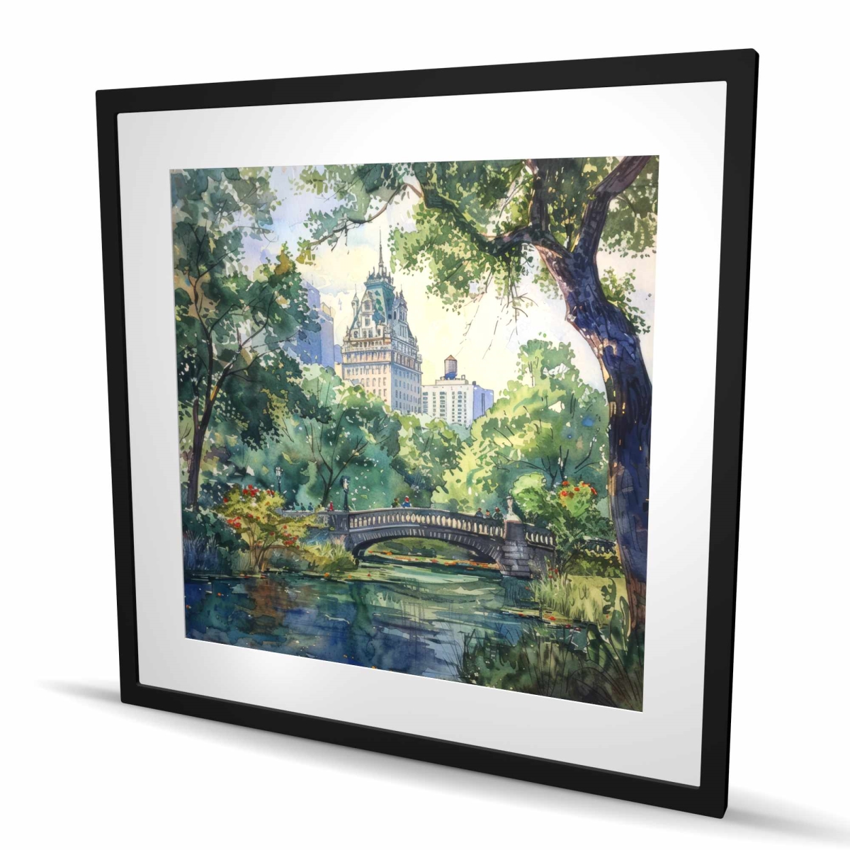 C1FM36362CLB95 36 x 36 in. Castle White Framed Matted Print - Elegant Home Decor