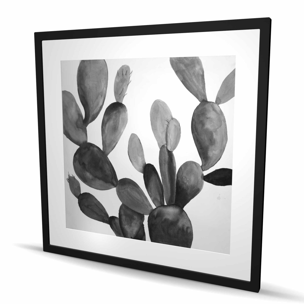 C1FM363647C18Q 36 x 36 in. Grayscale Cactus - Office Gray Framed Matted Print for Decor