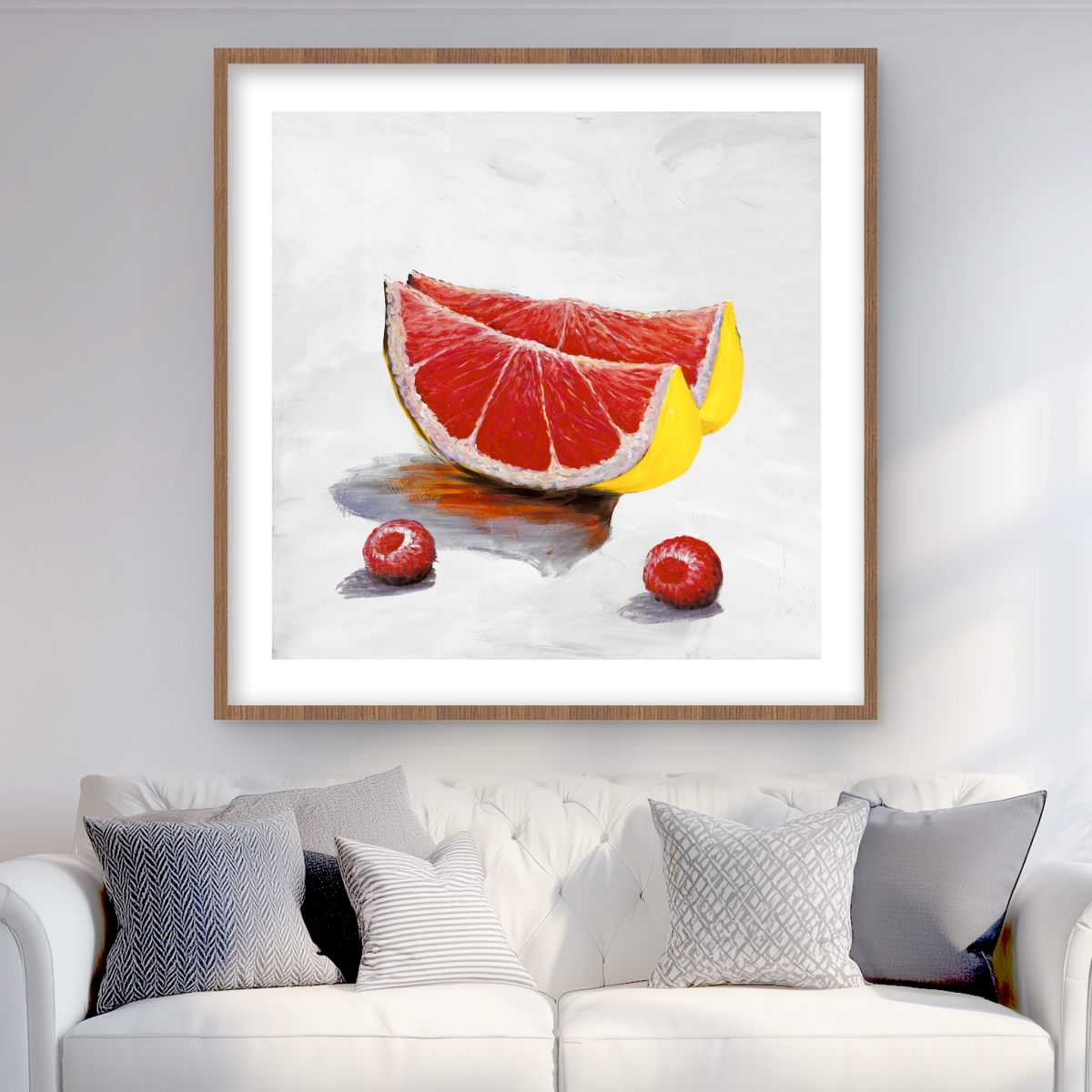 C1FM36364PHMDO 36 x 36 in. Grapefruit Slices - Food Red Framed Matted Print for Decor