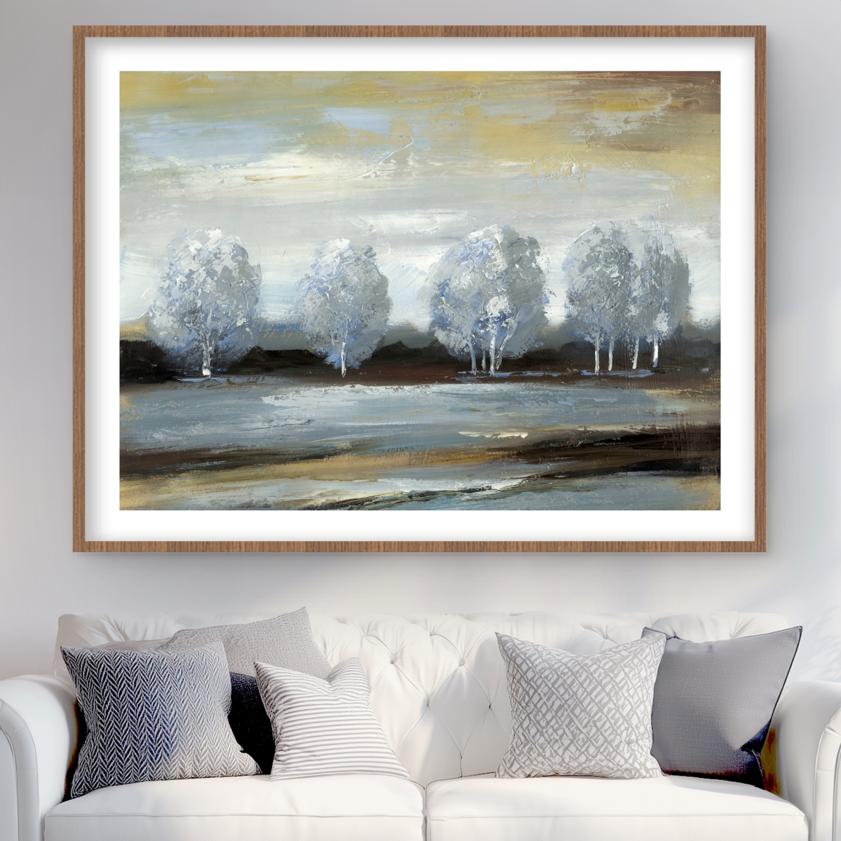 C1FM364879ZWL2 36 x 48 in. Gray Landscape - Modern Office Framed Matted Print for Decor