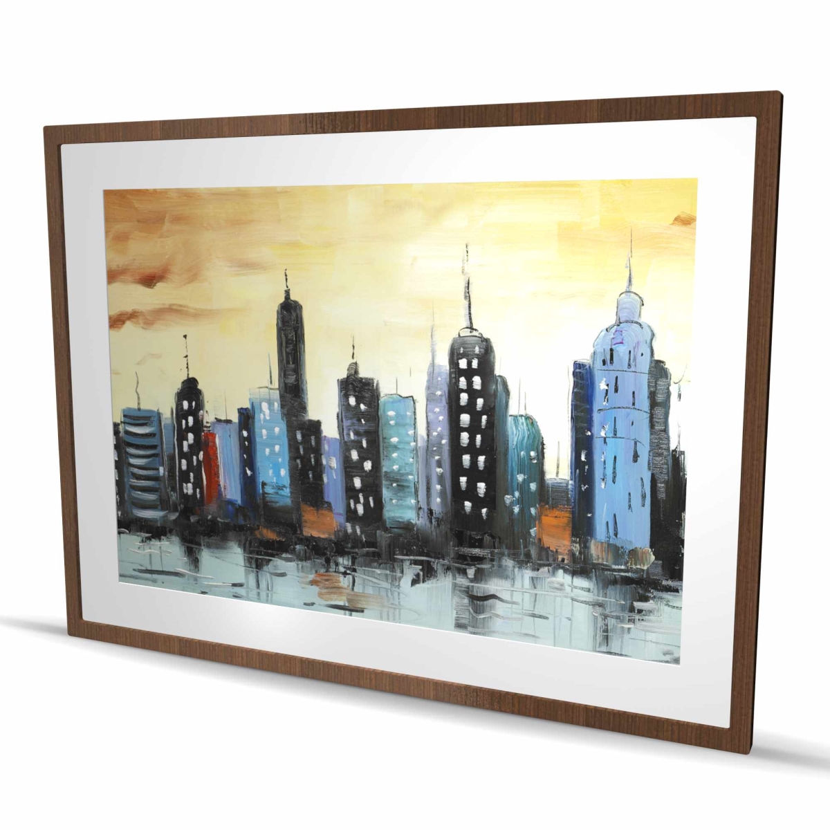 C1FM3648A5TTI4 36 x 48 in. Skyline on Cityscape - Contemporary Framed Matted Print