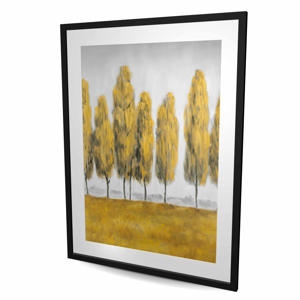 C1FM3648AL5765 36 x 48 in. Abstract Yellow Trees - Modern Framed Print for Home Decor