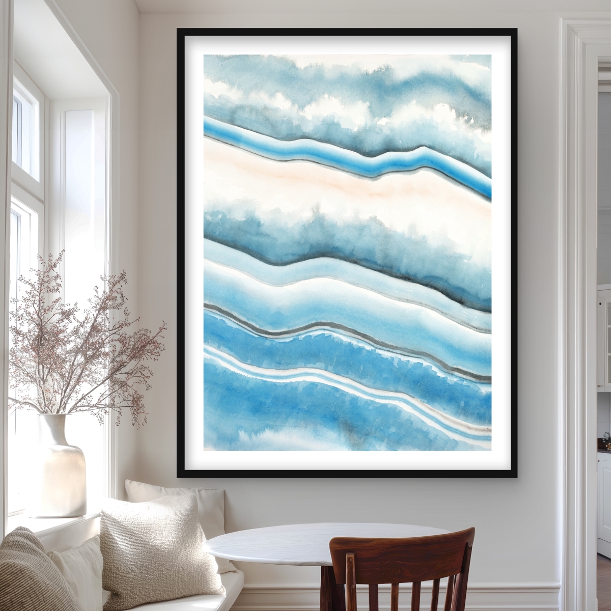 C1FM3648B1VR24 36 x 48 in. Textured Geode - White Abstract Framed Matted Print Decor