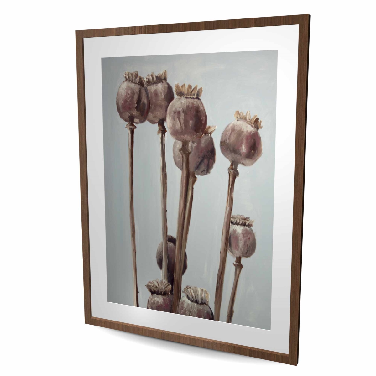 C1FM3648BMWEJ2 36 x 48 in. Sepia Poppy Head Plants - Framed Matted Still Life Print
