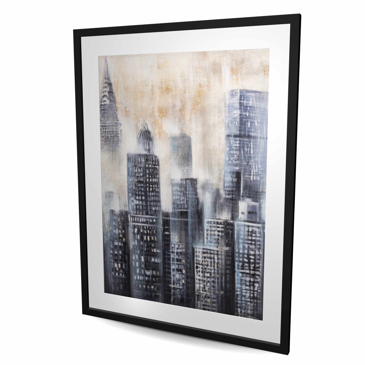 C1FM3648BUZO3M 36 x 48 in. Buildings Through the Clouds - Office Cities Framed Print
