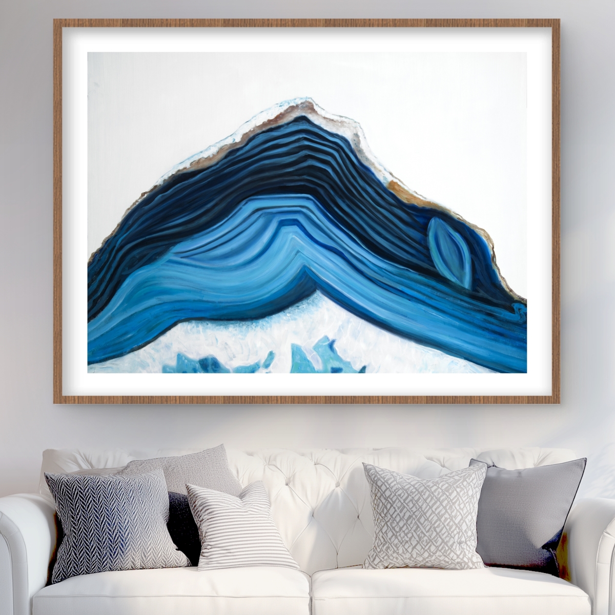 C1FM3648BV54S4 36 x 48 in. Blue Geode Profile - Minerals Hyperrealist Framed Print