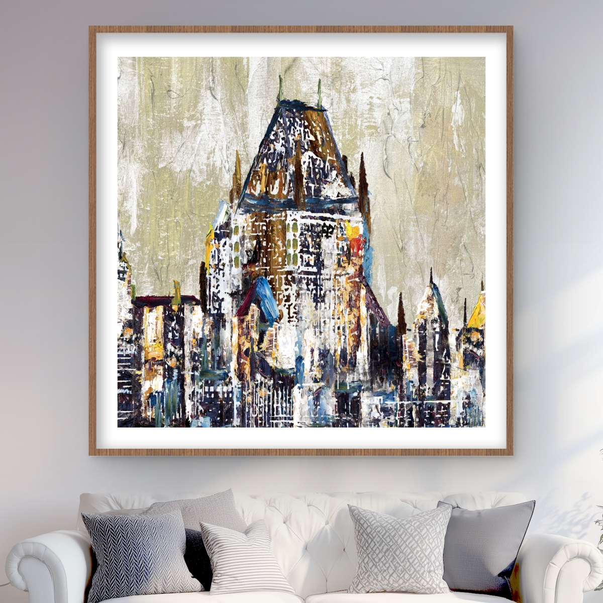 C1FM4848GGYG95 48 x 48 in. Abstract Chateau Frontenac - Modern Office Framed Print