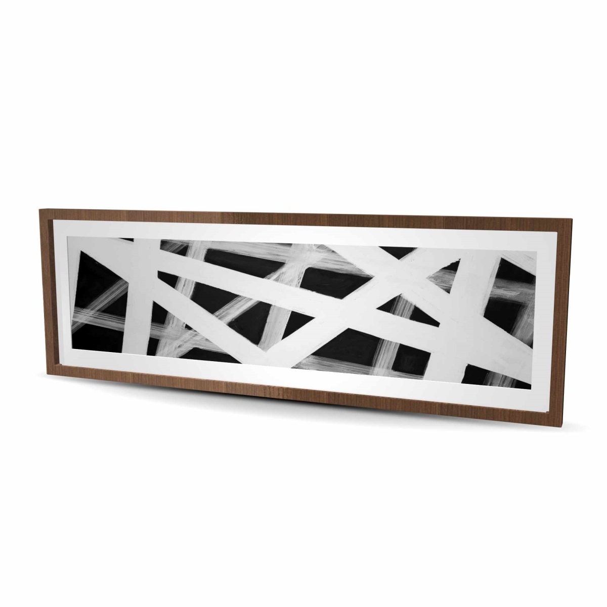 C1FM2060MIQIX5 20 x 60 in. Geometric Stripes - Black & White Framed Matted Print Decor