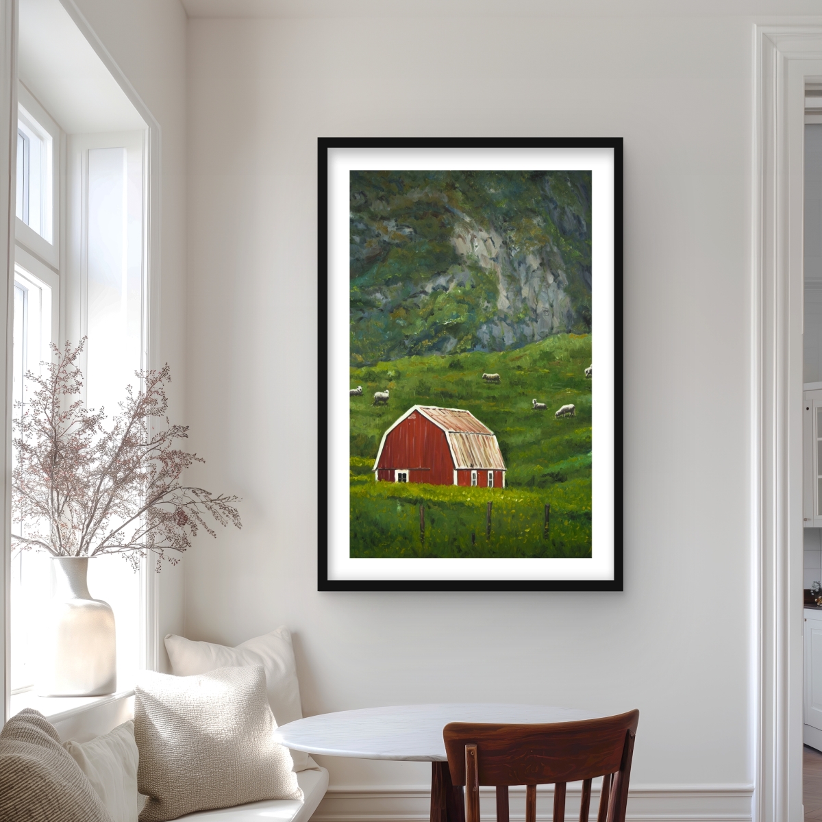 C1FM2436211G0T 24 x 36 in. Life in the Countryside - Red Mountains Framed Matted Print