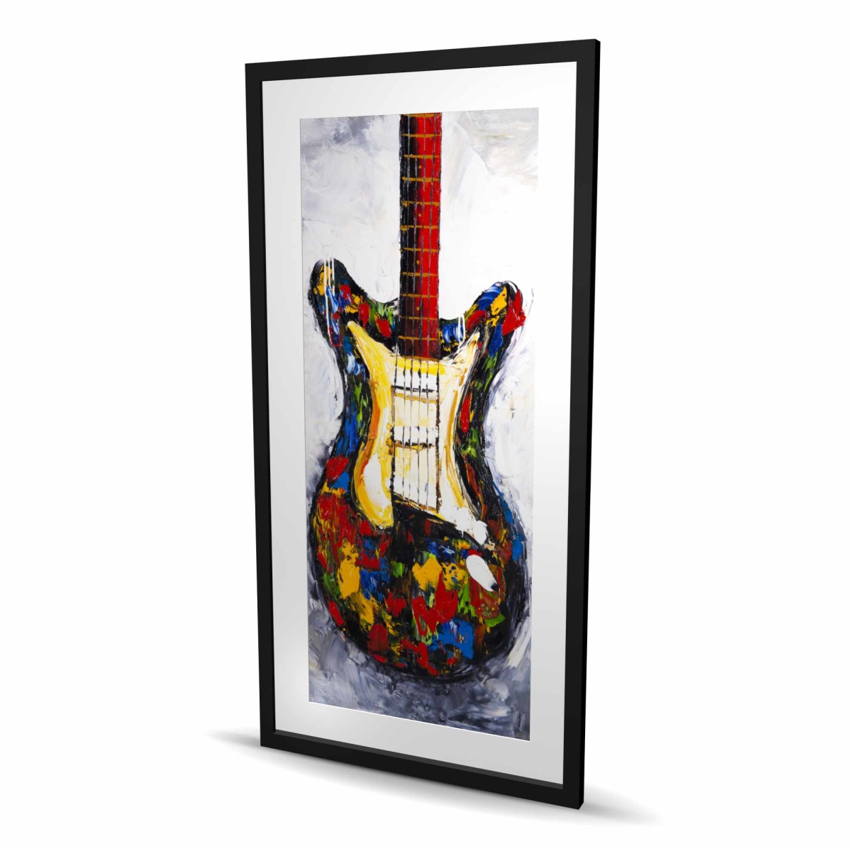 C1FM2448S4HDQ3 24 x 48 in. Colorful Guitar - Framed Matted Print for Man Cave Decor