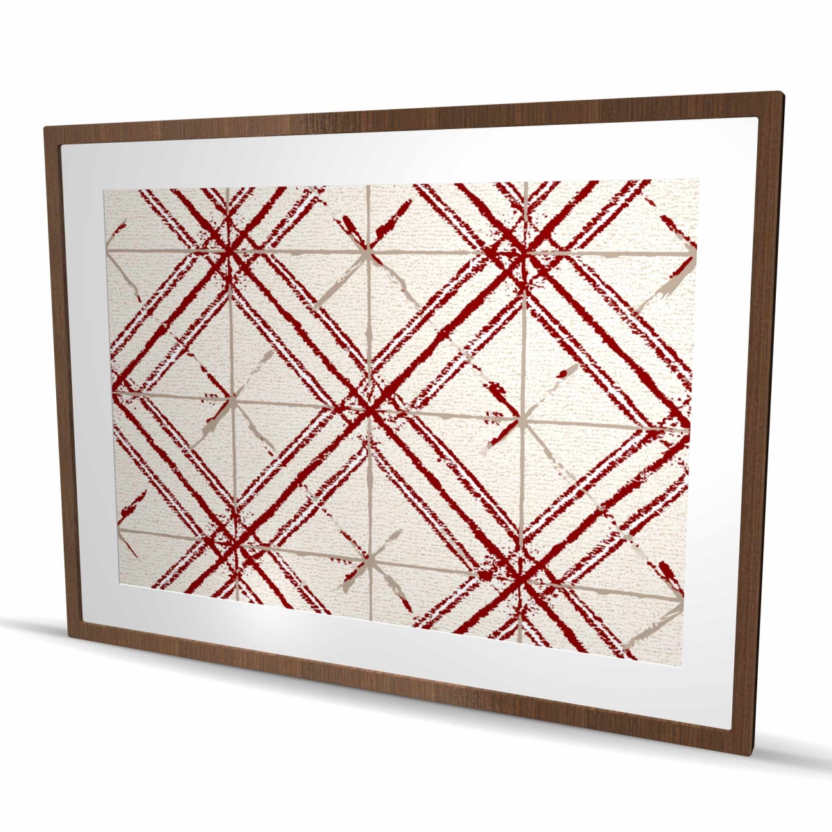 C1FM364832J5IU 36 x 48 in. Red Lines Pattern - White Framed Matted Print for Home Decor