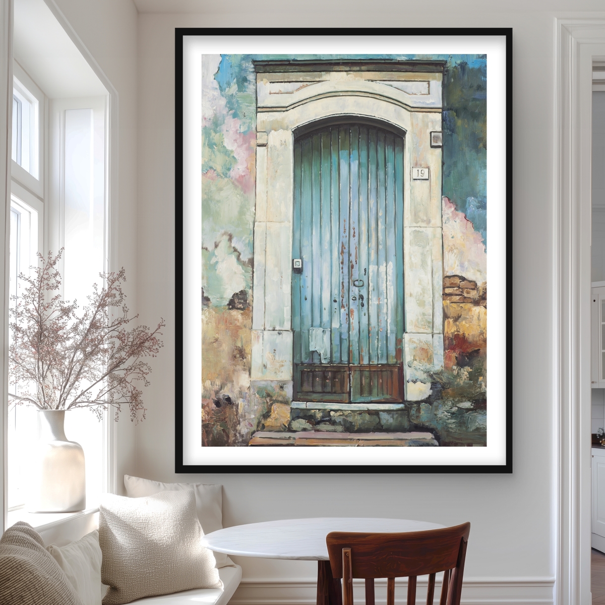 C1FM364846R0G3 36 x 48 in. Blue Door of An Old Building - Still Life Framed Print