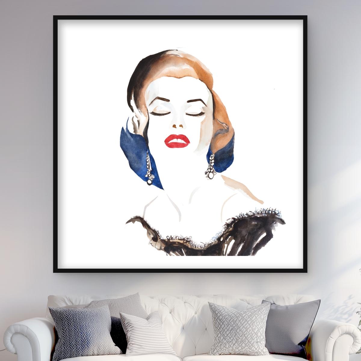 C1FM48483RIQPG 48 x 48 in. Vintage Chic Marilyne Monroe - Romantic White Framed Print