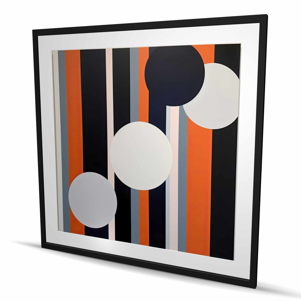 C1FM48486U4P1C 48 x 48 in. The Circles - Red Illustrative Framed Matted Print for Decor