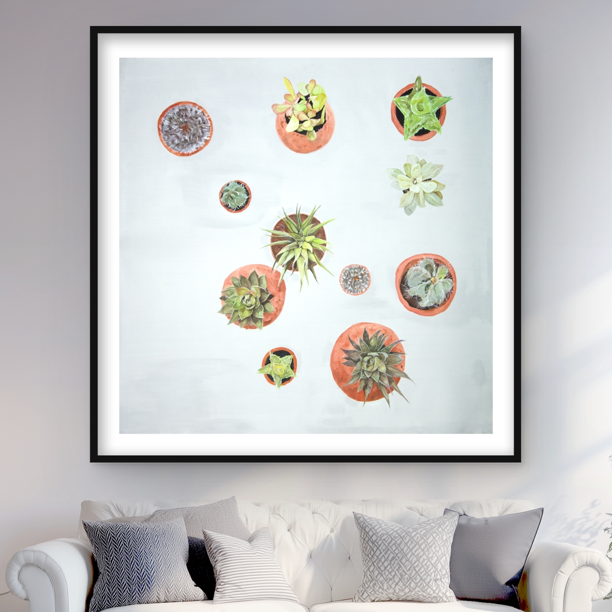 C1FM484880DITP 48 x 48 in. Cactus Plants - Brown Exotic Framed Matted Print for Decor