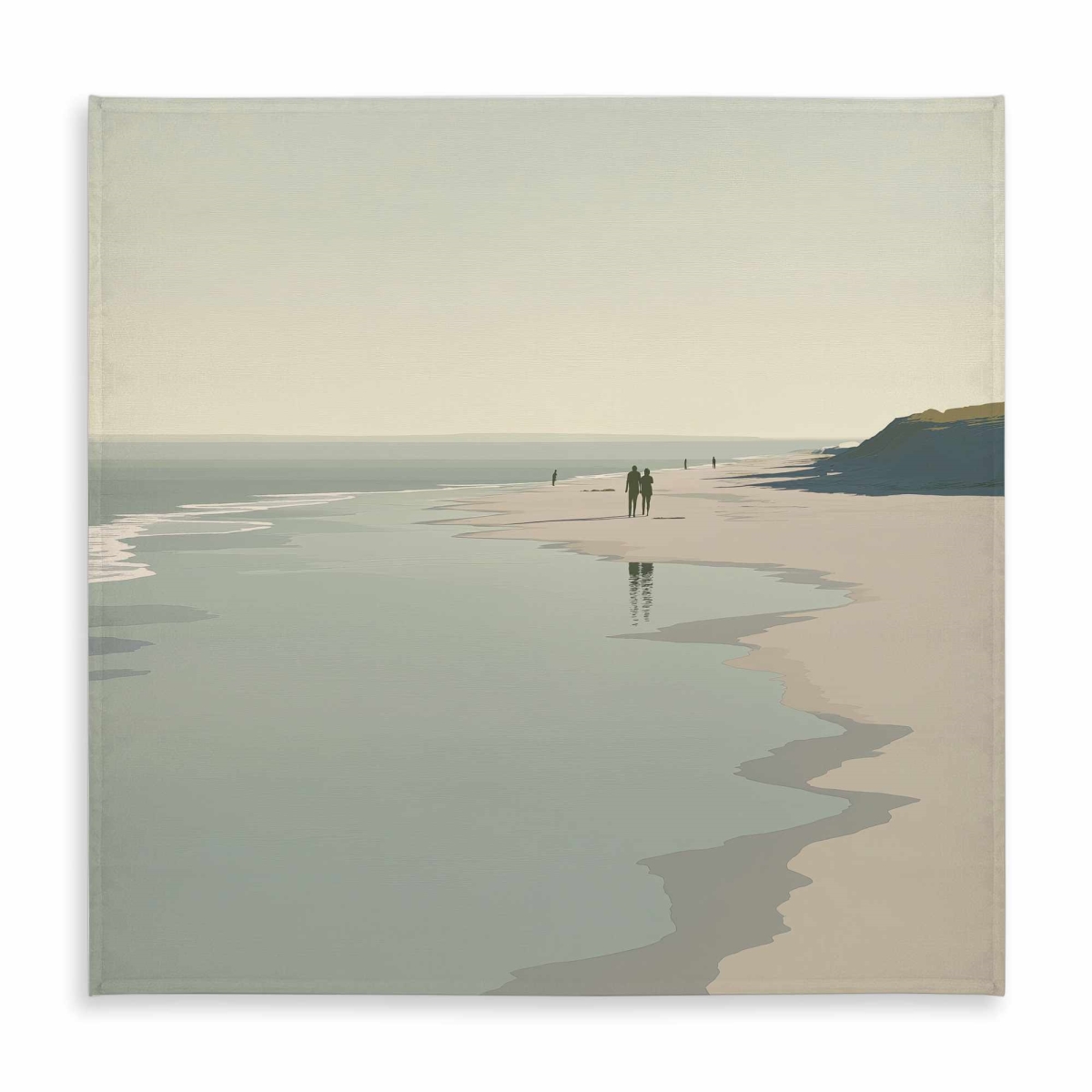 Picture of Begin Home Decor C1TC5858P7Z3VP 58 x 58 in. Couple on the Beach Gray Coastal Tablecloth for Home Decor