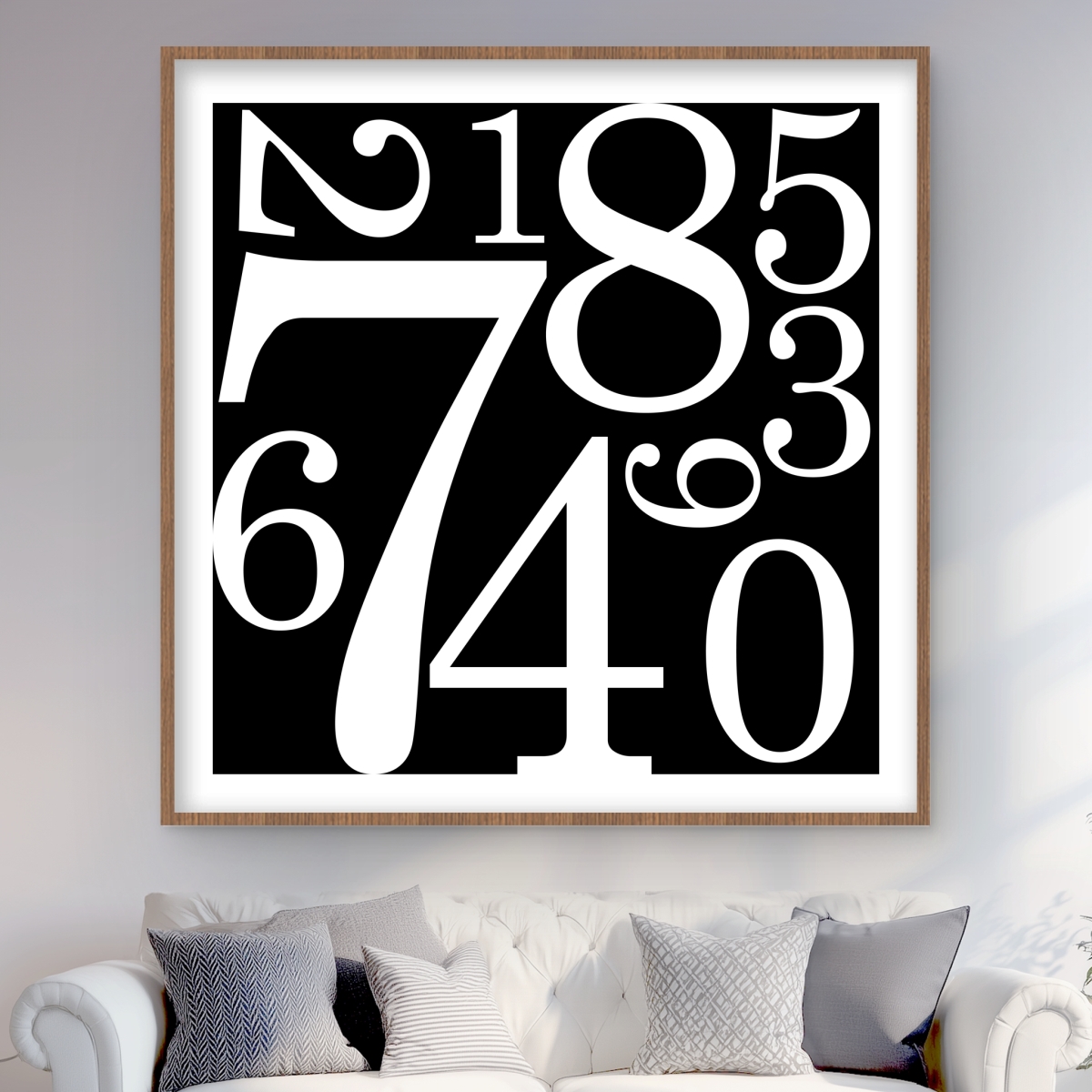 C1FM4848RTZQFO 48 x 48 in. Zero to Nine - Black & White Framed Matted Print for Decor