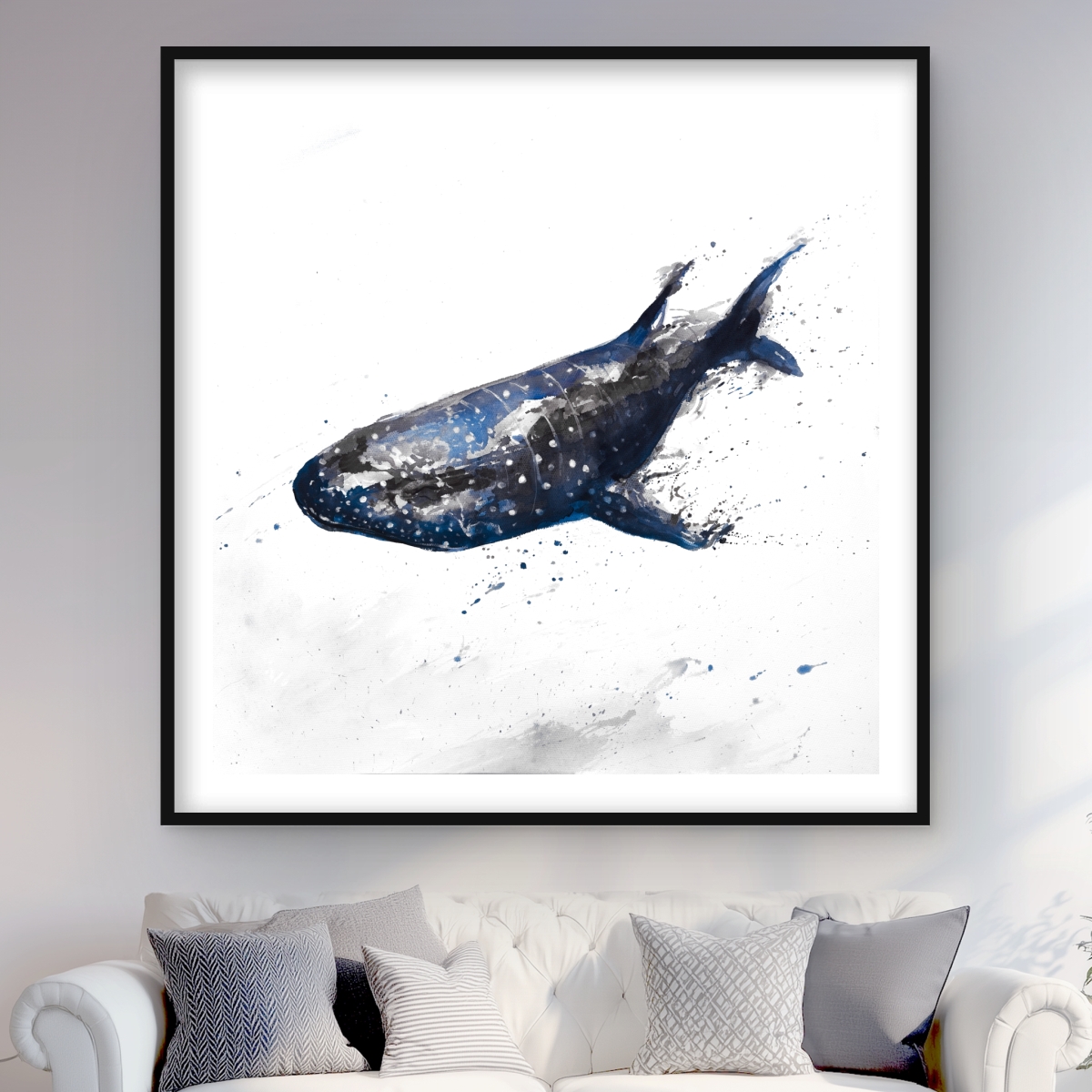 C1FM4848BLG2BR 48 x 48 in. Abstract Whale Shark - Framed Matted Print for Home Decor