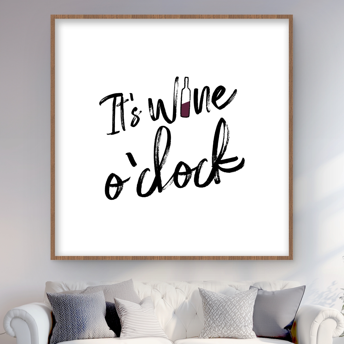 C1FM4848XPEG5T 48 x 48 in. Its Wine O Clock II - Kitchen Gastronomy Matted Print Decor