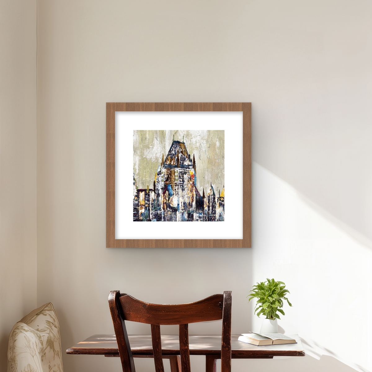 C1FM1616K3EUA6 16 x 16 in. Abstract Chateau Frontenac - Framed Matted Print for Decor