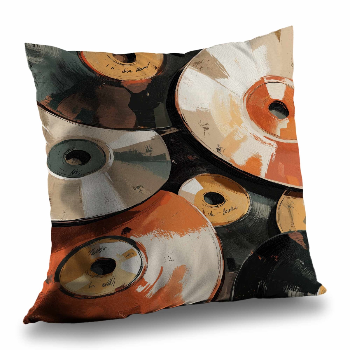 C1PC1616RYO9YN 16 x 16 in. Disks White Musical Poly Twill Throw - Home Decor Accent