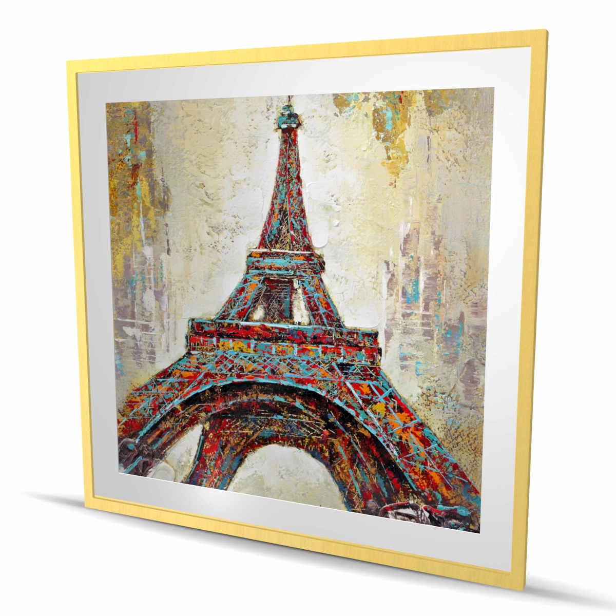 C1FM4848G2WW8J 48 x 48 in. Abstract Eiffel Tower - Yellow Bedroom Framed Print Decor