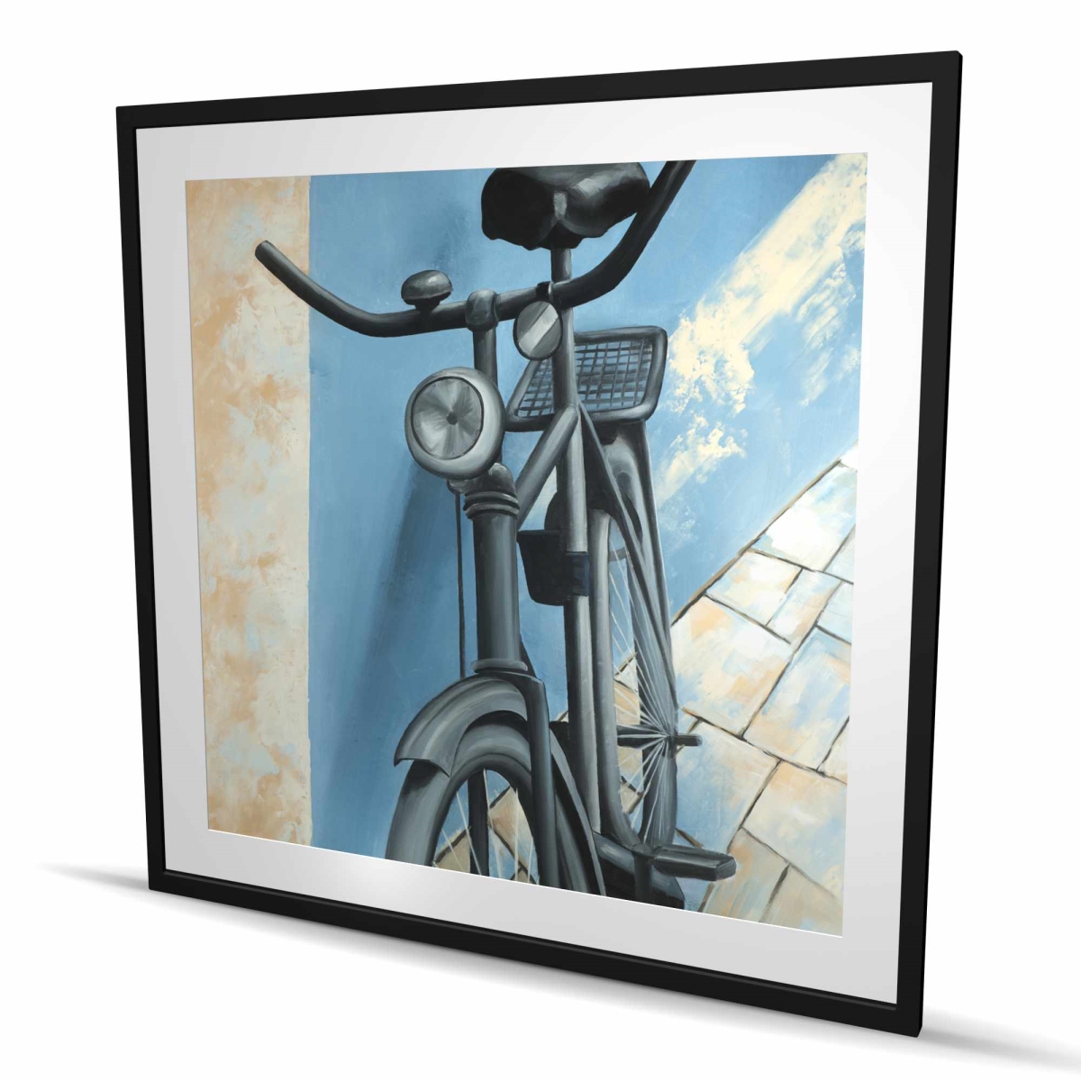C1FM4848T21GPE 48 x 48 in. Abandoned Bicycle - Beige Illustrative Framed Matted Print