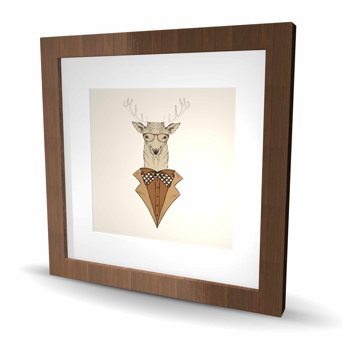 C1FM1616HJHHK4 16 x 16 in. Deer with Brown Coat - Rustic Children Art Framed Print