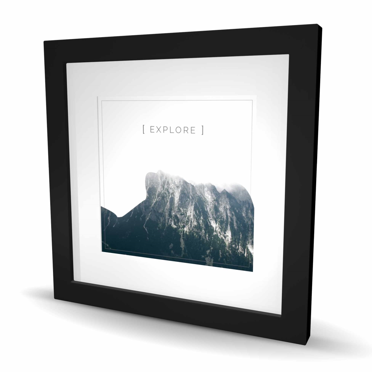C1FM1616LBMW14 16 x 16 in. Explore - Green Trees Framed Matted Print for Home Decor