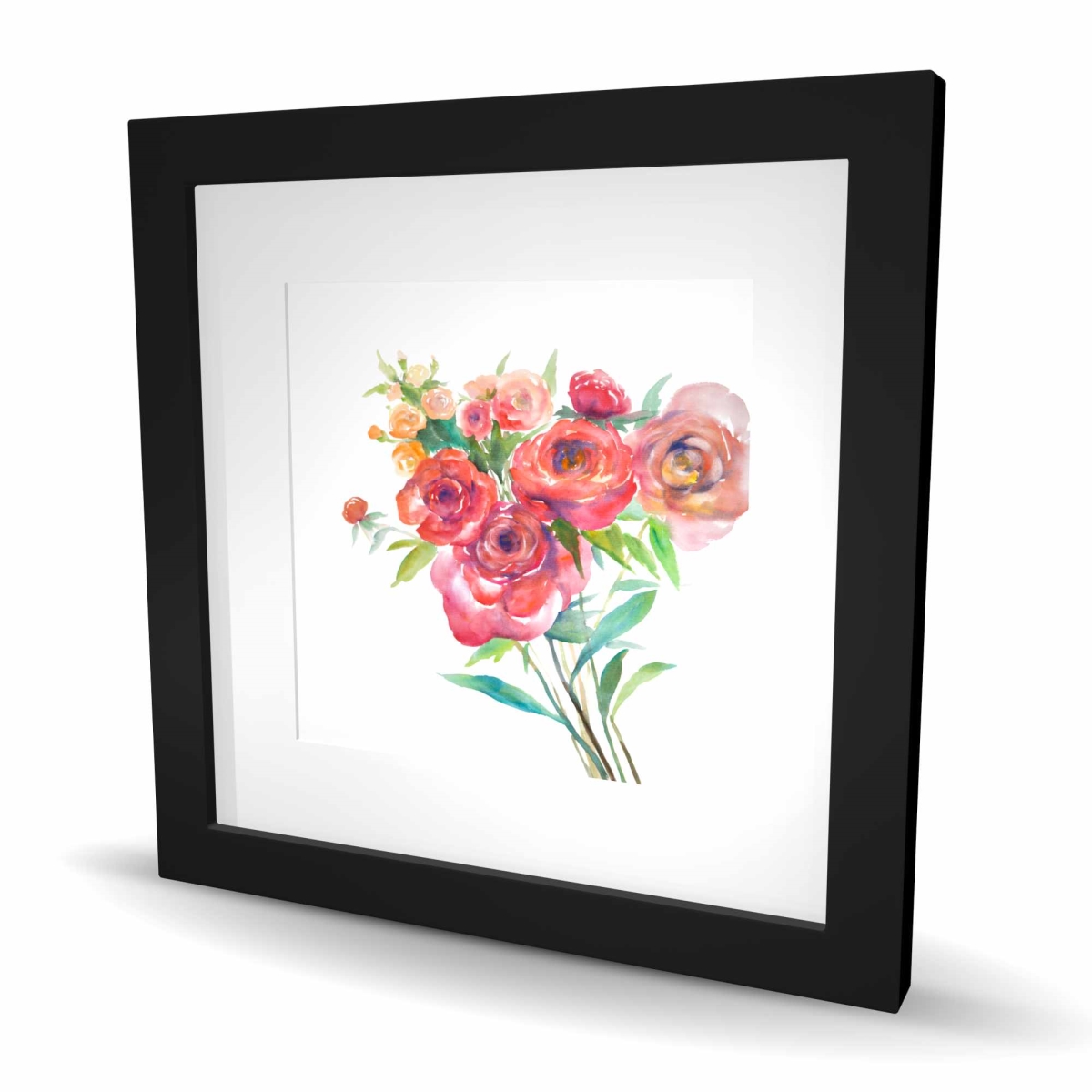C1FM1616MOG5UN 16 x 16 in. Watercolor Bouquet of Flowers - Framed Print for Home Decor