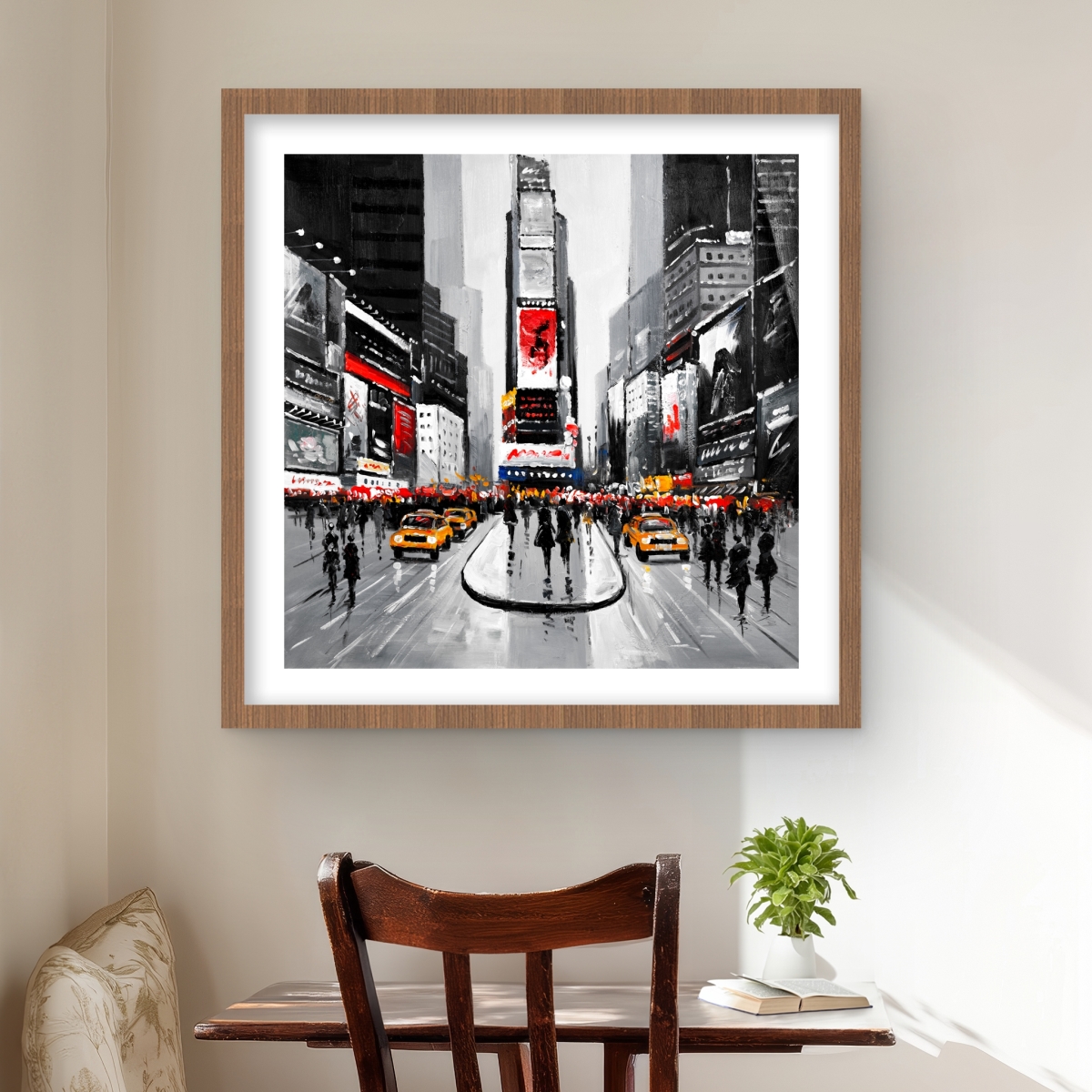 C1FM2424YQWU53 24 x 24 in.   York City Busy Street - Man Living Room Framed Print