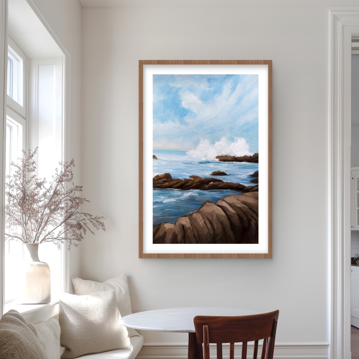 C1FM24366EMYBM 24 x 36 in. Seaside Wave - Coastal Beach Framed Matted Print for Decor