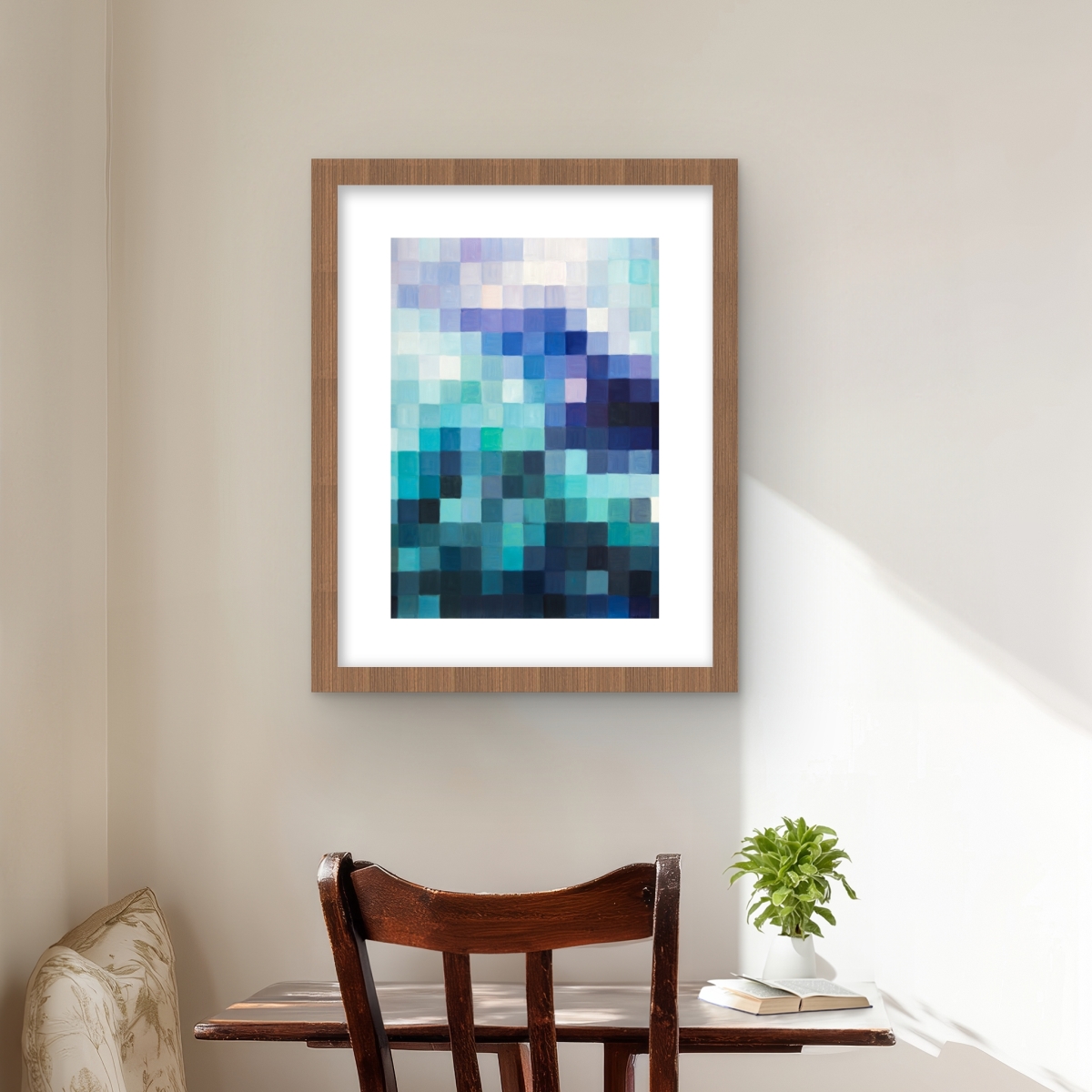 C1FM16209MA21Z 16 x 20 in. Pixelized Landscape - Framed Matted Print for Bathroom Decor