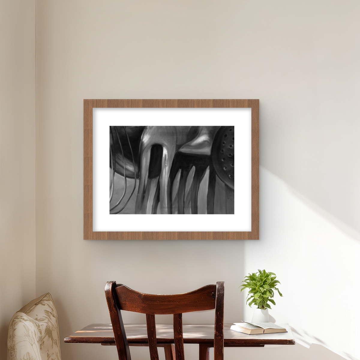 C1FM162065KY7R 16 x 20 in. Kitchen Tools Black & White Framed Print - Home Decor Art