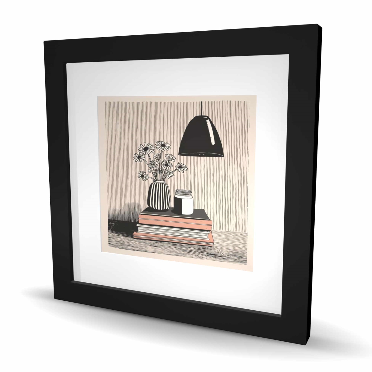 C1FM1616XS0H5D 16 x 16 in. On Top - White Still Life Framed Matted Print for Home Decor