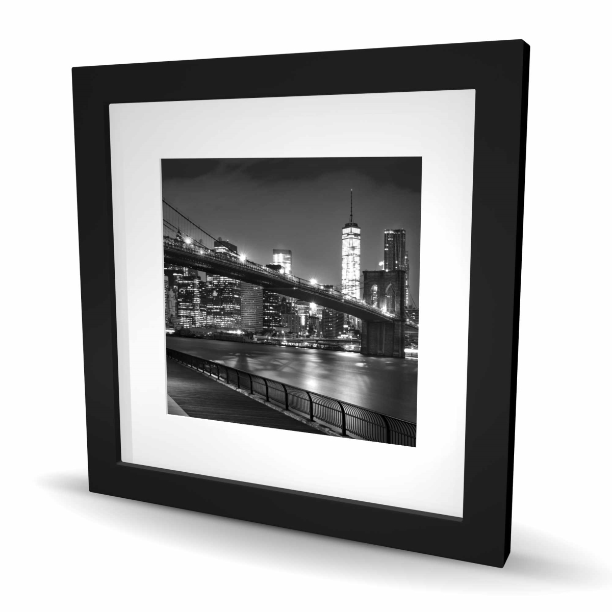 C1FM1616M2ZHHW 16 x 16 in. City Under the Night - Building Cities Framed Matted Print