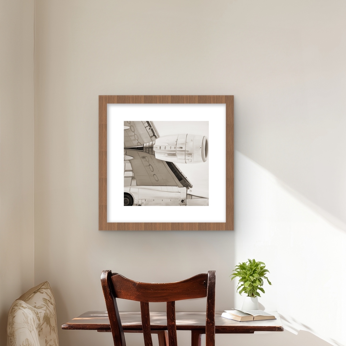 C1FM1616S46OU1 16 x 16 in. Underside - Beige Office Framed Matted Print for Home Decor