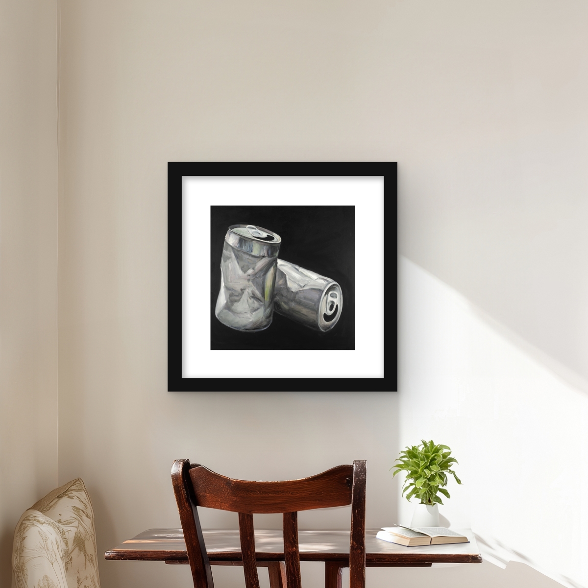 C1FM1616S9C8NU 16 x 16 in. Empty Cans - Industrial Kitchen Framed Matted Print Decor