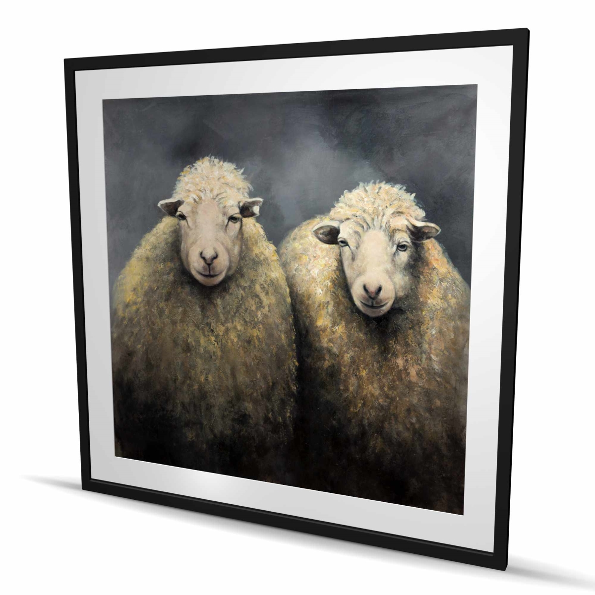 C1FM4848YRNSVH 48 x 48 in. Wool Sheeps - Rustic Livingroom Framed Matted Print Decor