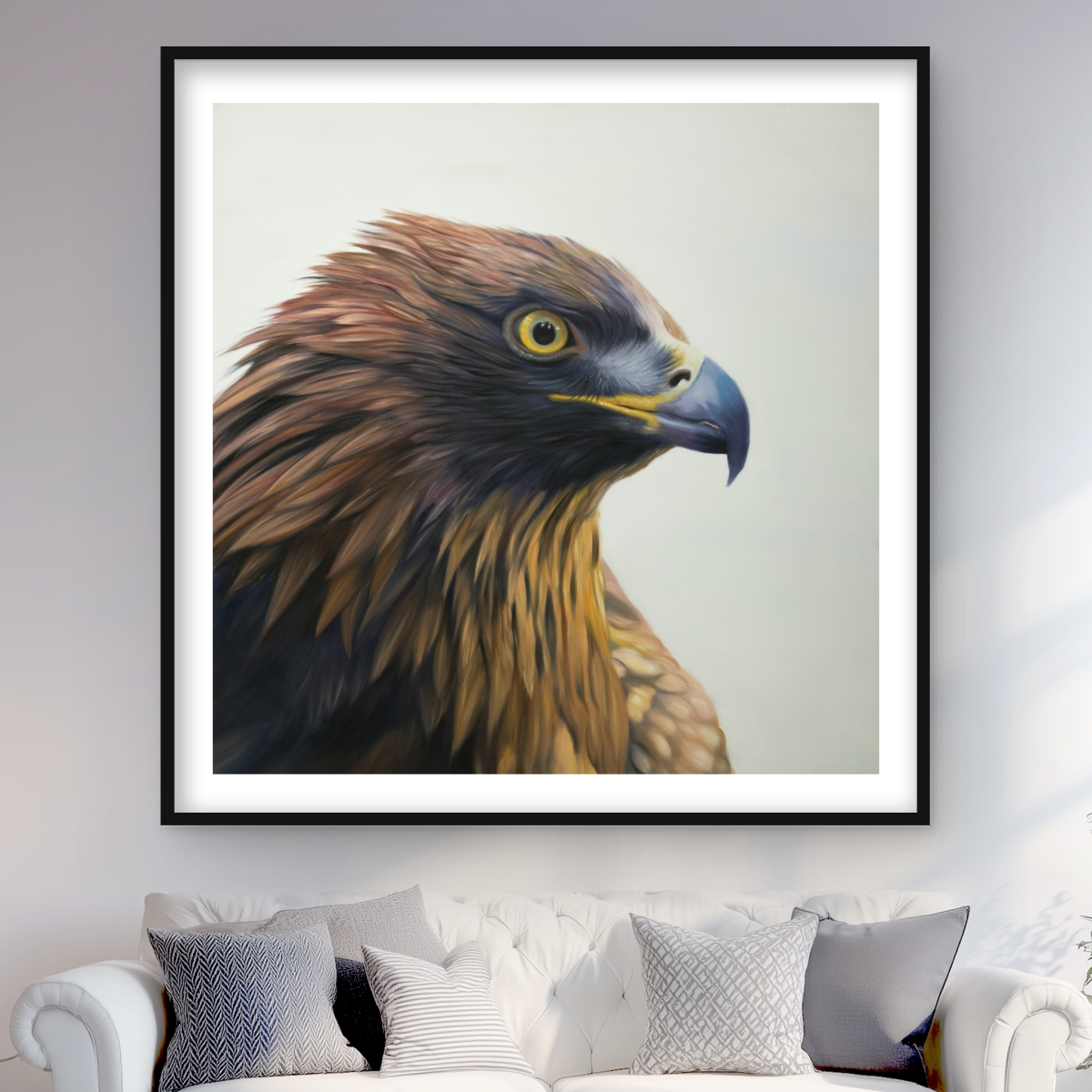 C1FM4848VRDDVB 48 x 48 in. Brown-Headed Eagle Framed Matted Print - Home Decor Art